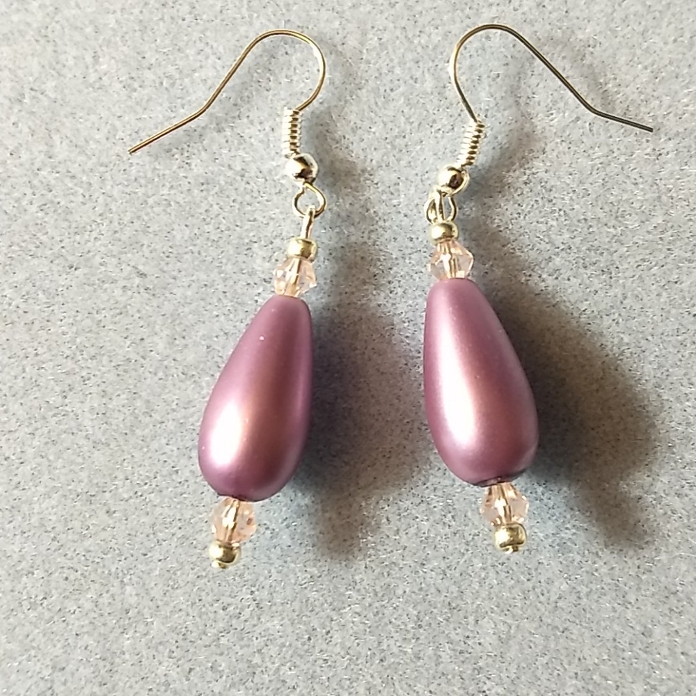 Purple pear drop earrings